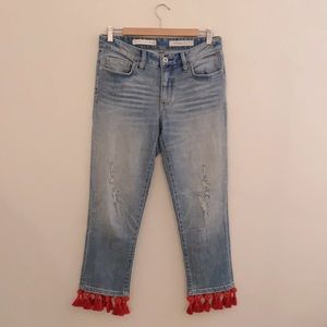 Sz 27 Cropped BF Denim w/ beaded tassel detail